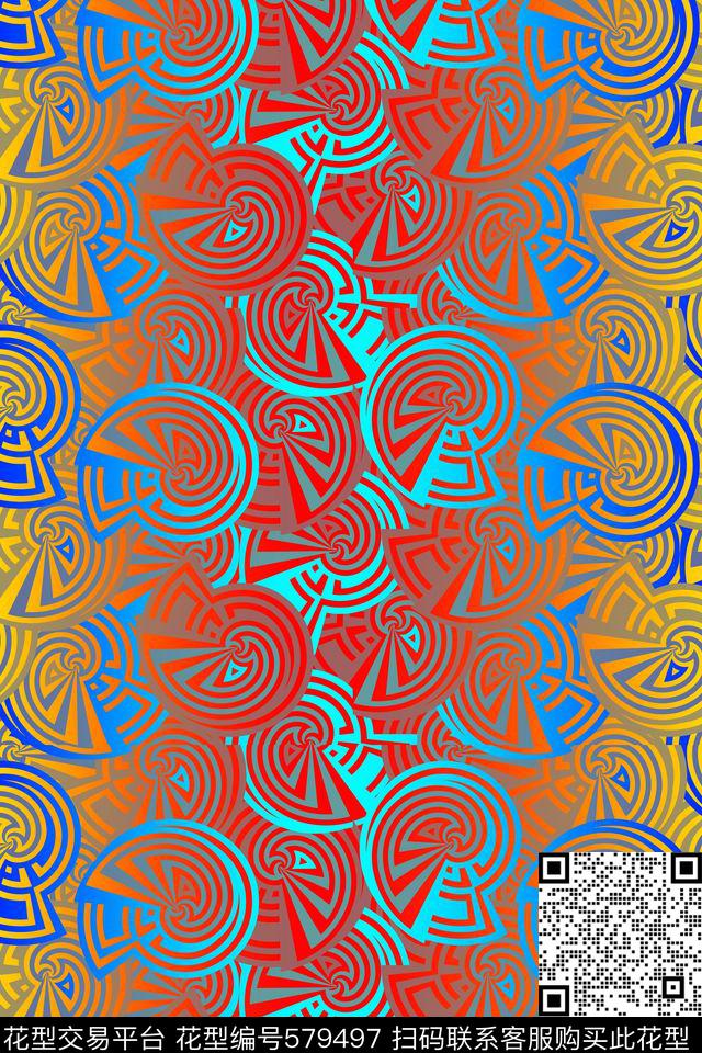 时尚炫彩渐变海螺数码印花华亿平台下载（图片编号: 579497） - 瓦栏（Walan）