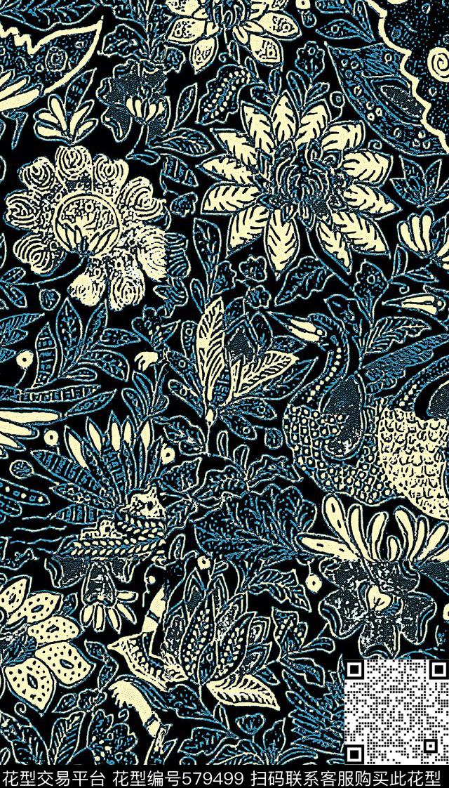 复古艺术版画数码印花华亿平台下载（图片编号: 579499） - 瓦栏（Walan）