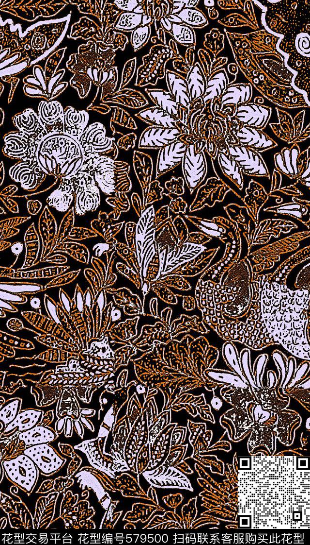 复古艺术版画数码印花华亿平台下载（图片编号: 579500） - 瓦栏（Walan）