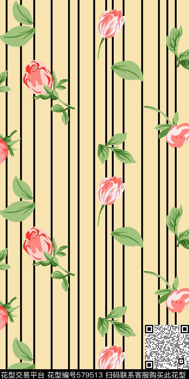 时尚几何条纹花卉传统印花华亿平台下载（图片编号: 579513） - 瓦栏（Walan）