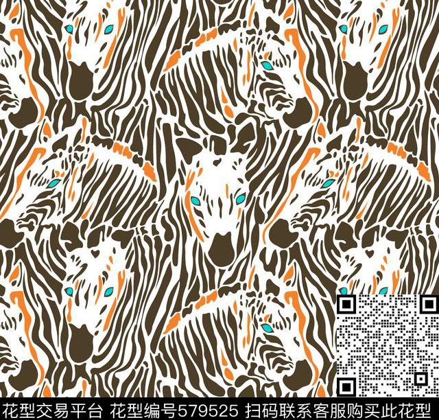 分色手绘斑马传统印花华亿平台下载（图片编号: 579525） - 瓦栏（Walan）