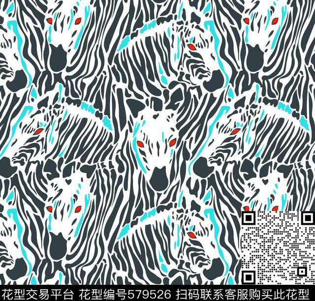 分色手绘斑马传统印花华亿平台下载（图片编号: 579526） - 瓦栏（Walan）