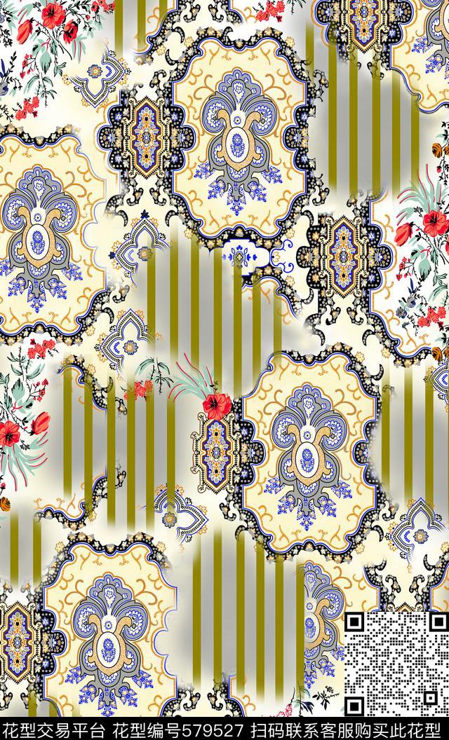 分色图腾民族风传统印花华亿平台下载（图片编号: 579527） - 瓦栏（Walan）