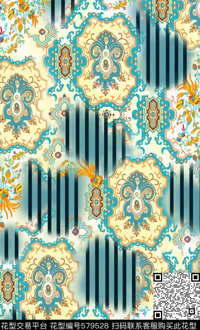 分色图腾民族风传统印花华亿平台下载（图片编号: 579528） - 瓦栏（Walan）