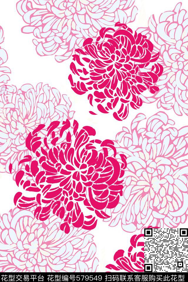 花卉中国风牡丹花纹传统印花华亿平台下载（图片编号: 579549） - 瓦栏（Walan）