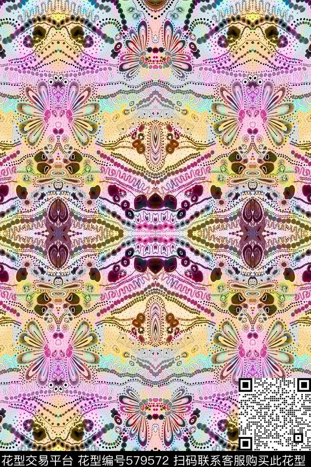 潮流时尚珠宝抽象数码印花华亿平台下载（图片编号: 579572） - 瓦栏（Walan）