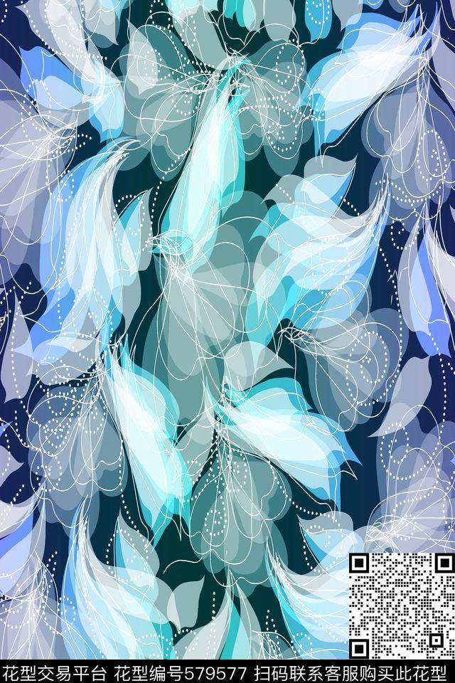 民族风时尚叶子数码印花华亿平台下载（图片编号: 579577） - 瓦栏（Walan）