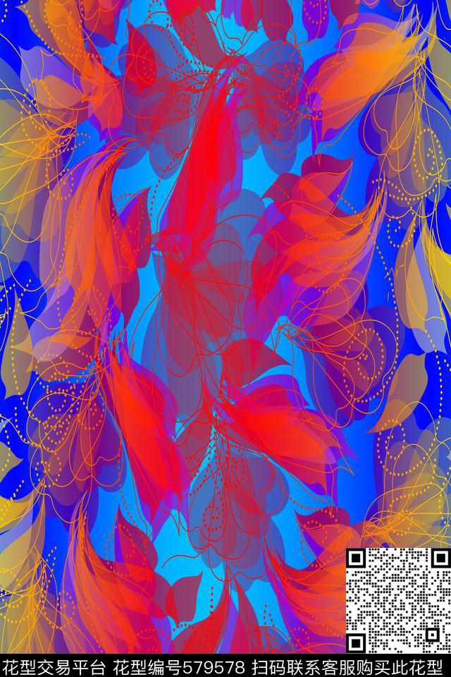 时尚叶子数码数码印花华亿平台下载（图片编号: 579578） - 瓦栏（Walan）