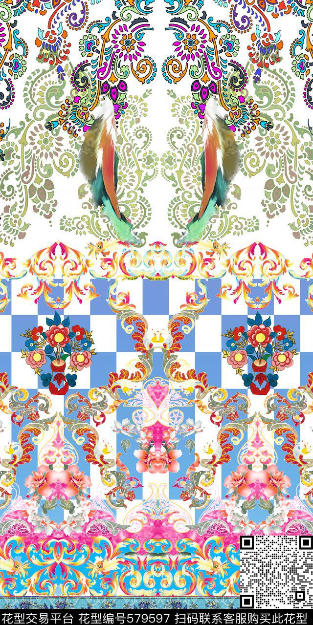 大牌民族风花卉传统印花华亿平台下载（图片编号: 579597） - 瓦栏（Walan）