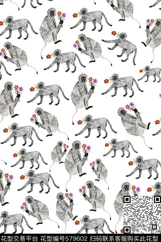 时尚潮流猴子monkey数码印花华亿平台下载（图片编号: 579602） - 瓦栏（Walan）