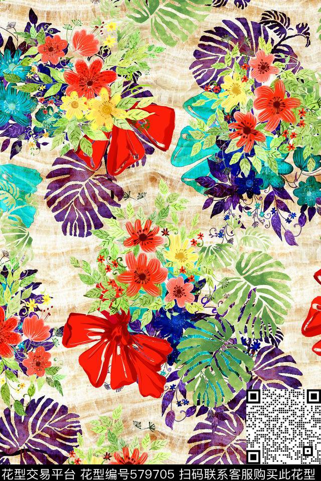 浪漫花卉乱花花卉数码印花华亿平台下载（图片编号: 579705） - 瓦栏（Walan）