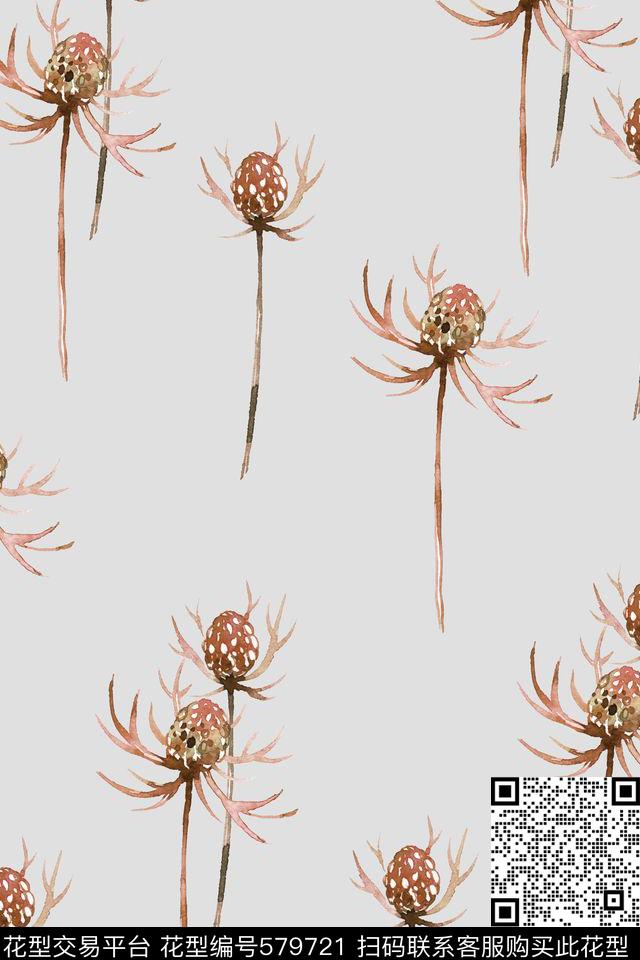 小清新水彩植物春夏系列数码印花华亿平台下载（图片编号: 579721） - 瓦栏（Walan）