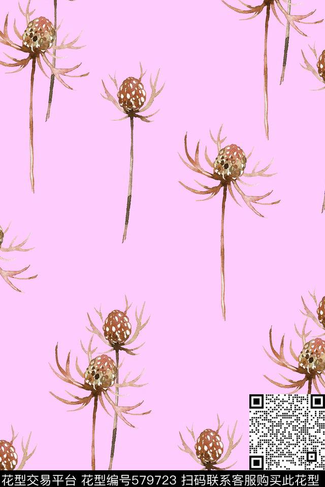 小清新水彩植物春夏系列数码印花华亿平台下载（图片编号: 579723） - 瓦栏（Walan）