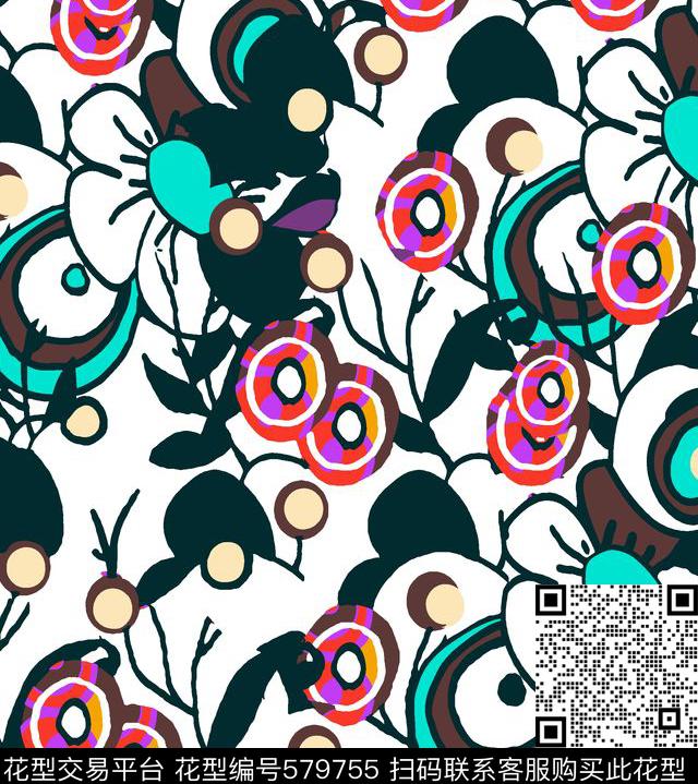 几何线条圆圈手绘传统印花华亿平台下载（图片编号: 579755） - 瓦栏（Walan）