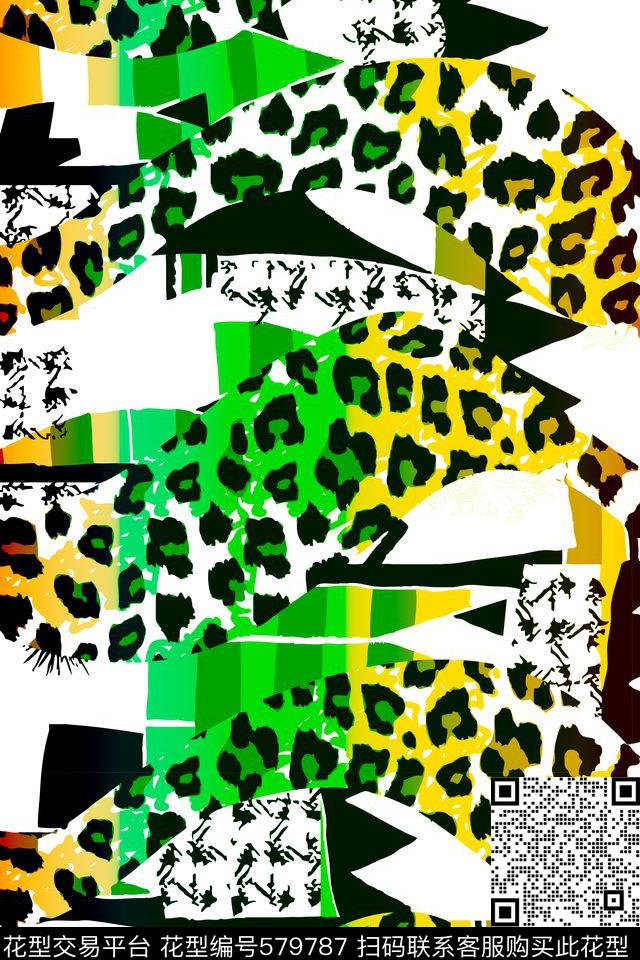 时尚豹纹炫彩传统印花华亿平台下载（图片编号: 579787） - 瓦栏（Walan）