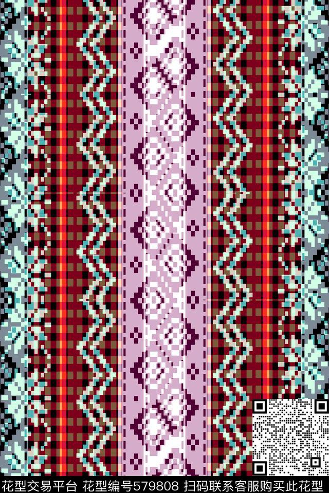 几何格子格子衫几何条纹传统印花华亿平台下载（图片编号: 579808） - 瓦栏（Walan）