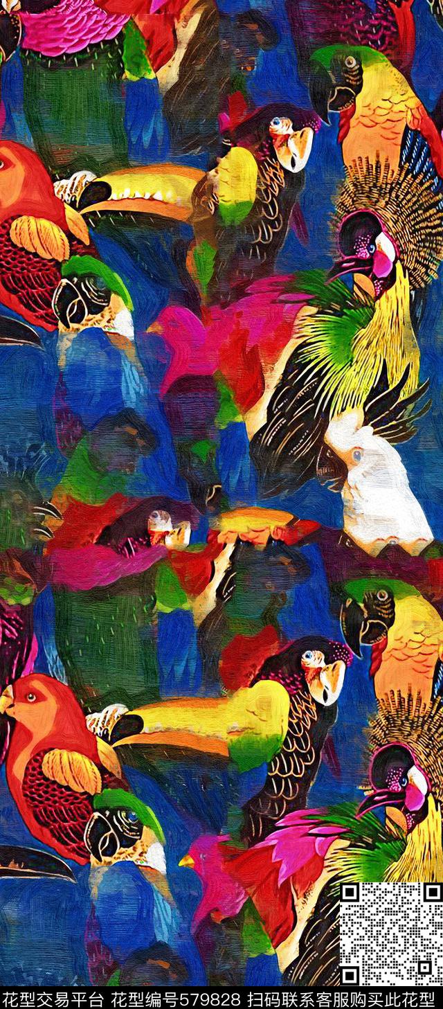 时尚艺术油画数码印花华亿平台下载（图片编号: 579828） - 瓦栏（Walan）