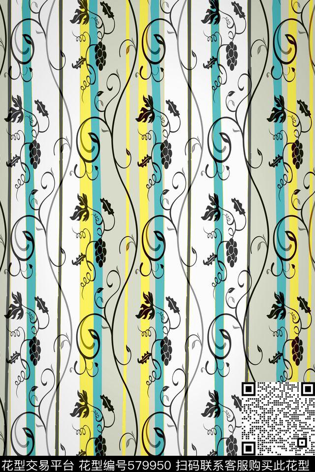 窗帘花卉藤蔓传统印花华亿平台下载（图片编号: 579950） - 瓦栏（Walan）