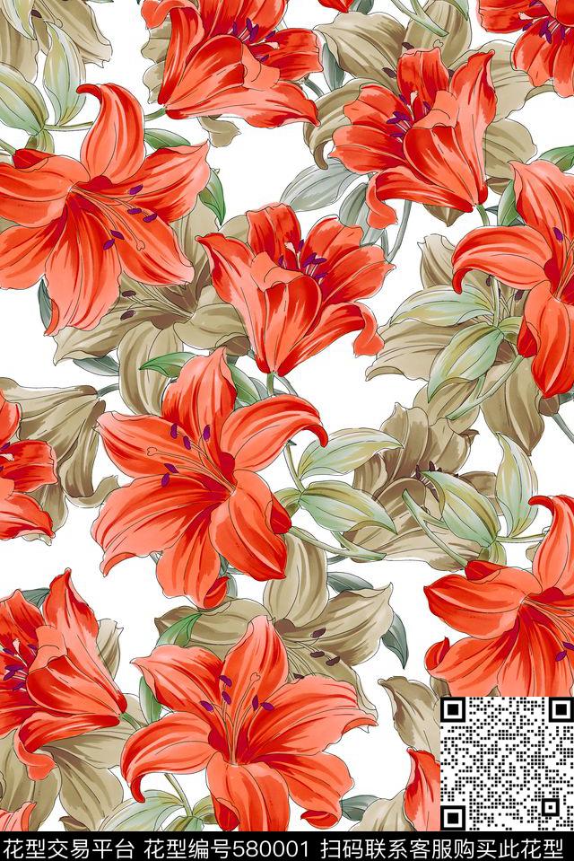 乱花花朵花卉传统印花华亿平台下载（图片编号: 580001） - 瓦栏（Walan）