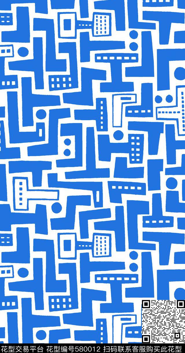 几何块面现代传统印花华亿平台下载（图片编号: 580012） - 瓦栏（Walan）