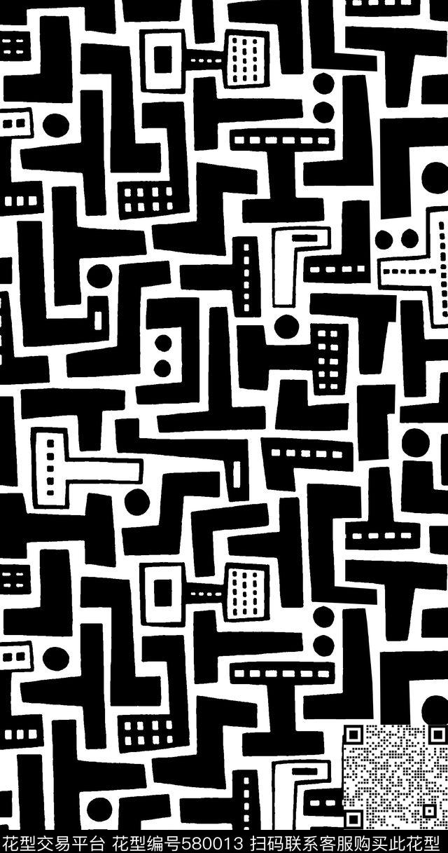 几何块面现代传统印花华亿平台下载（图片编号: 580013） - 瓦栏（Walan）