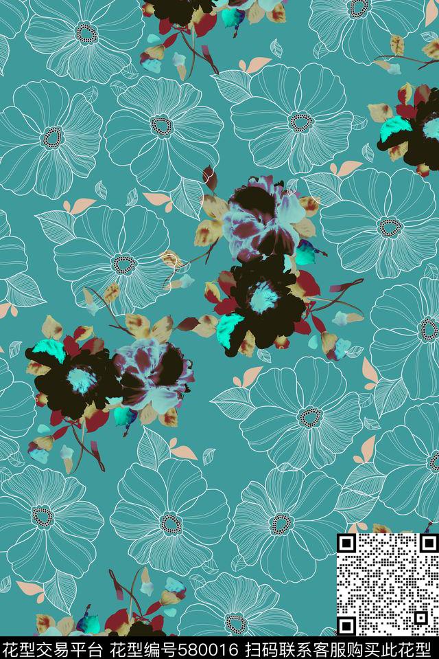 小碎花乱花花朵传统印花华亿平台下载（图片编号: 580016） - 瓦栏（Walan）