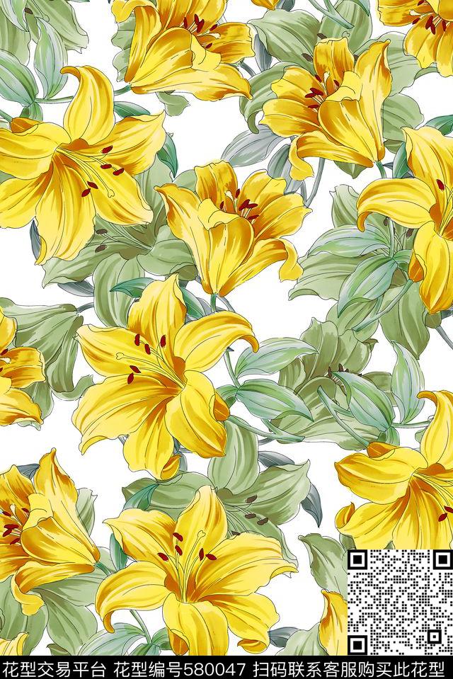 乱花花朵花卉传统印花华亿平台下载（图片编号: 580047） - 瓦栏（Walan）