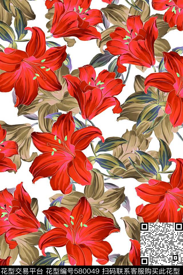 乱花花朵花卉传统印花华亿平台下载（图片编号: 580049） - 瓦栏（Walan）