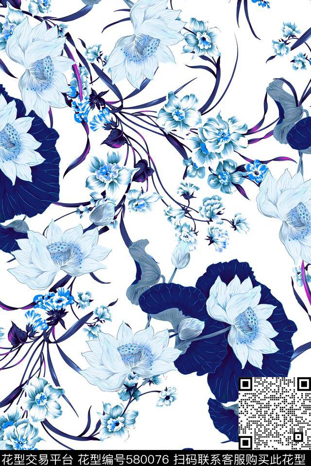 花卉数码印花华亿平台下载（图片编号: 580076） - 瓦栏（Walan）