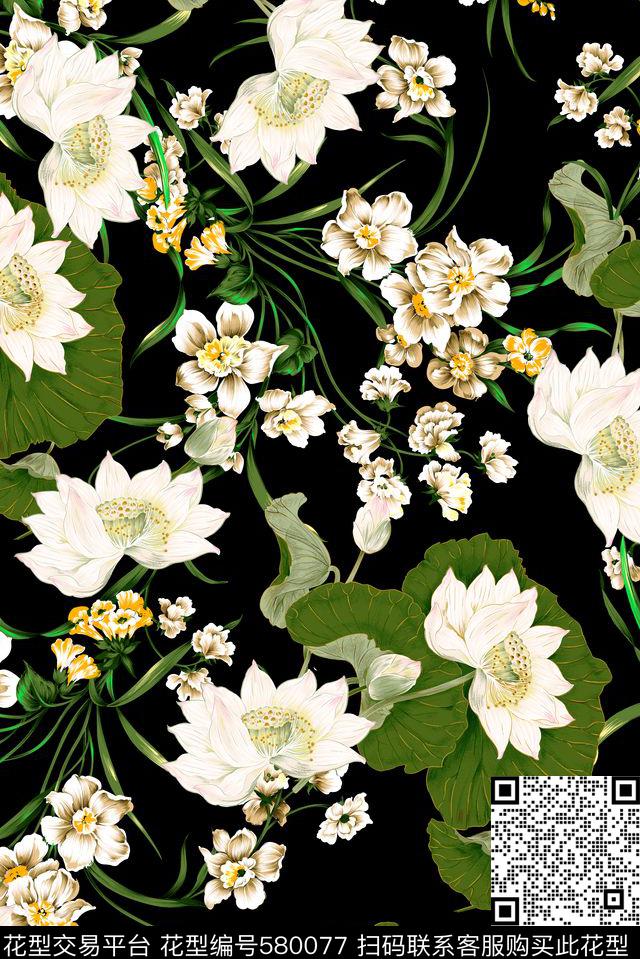 花卉数码印花华亿平台下载（图片编号: 580077） - 瓦栏（Walan）