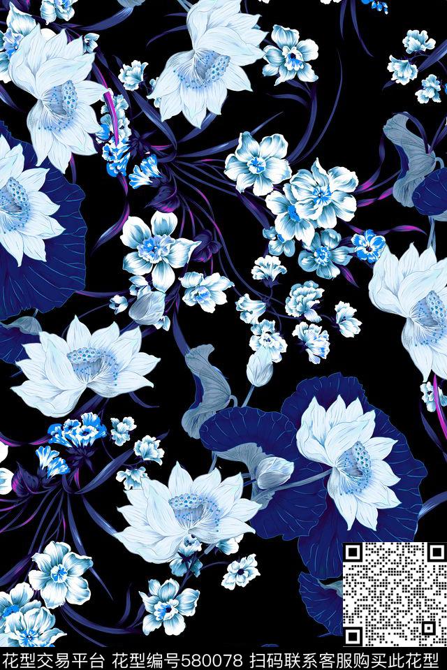 花卉数码印花华亿平台下载（图片编号: 580078） - 瓦栏（Walan）