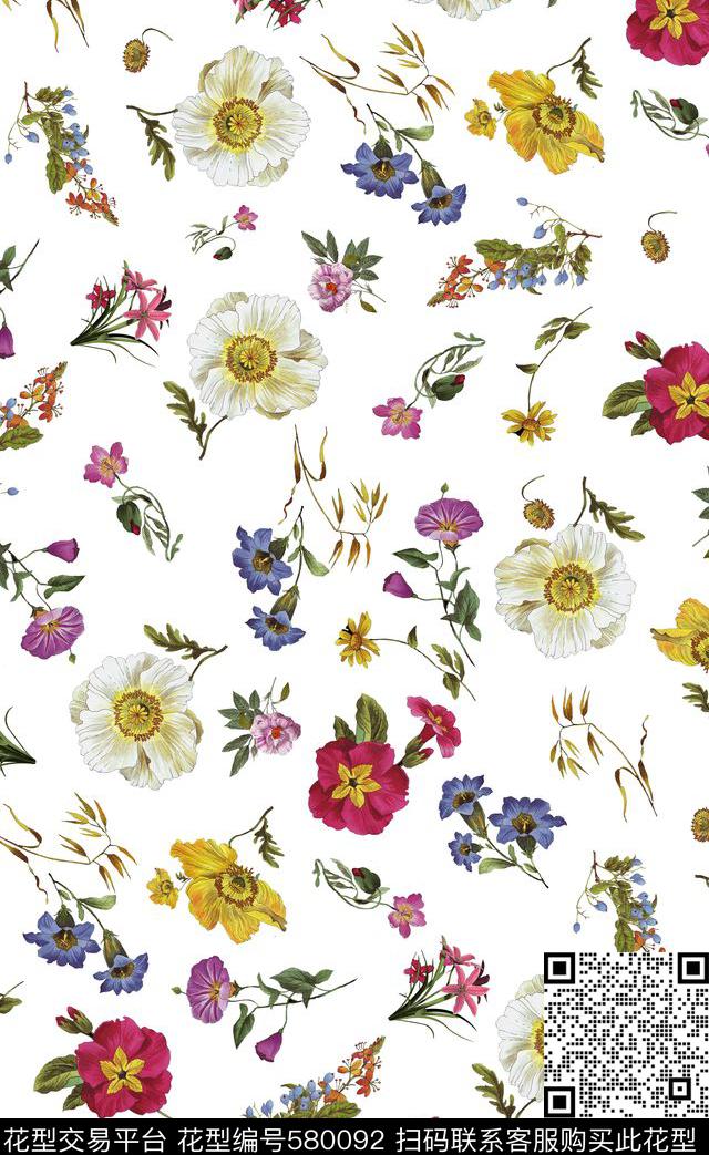 水彩家纺服装数码印花华亿平台下载（图片编号: 580092） - 瓦栏（Walan）