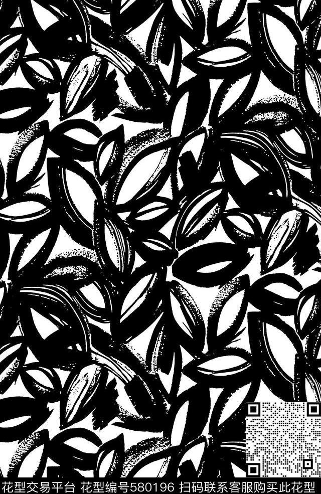 抽象叶花传统印花华亿平台下载（图片编号: 580196） - 瓦栏（Walan）