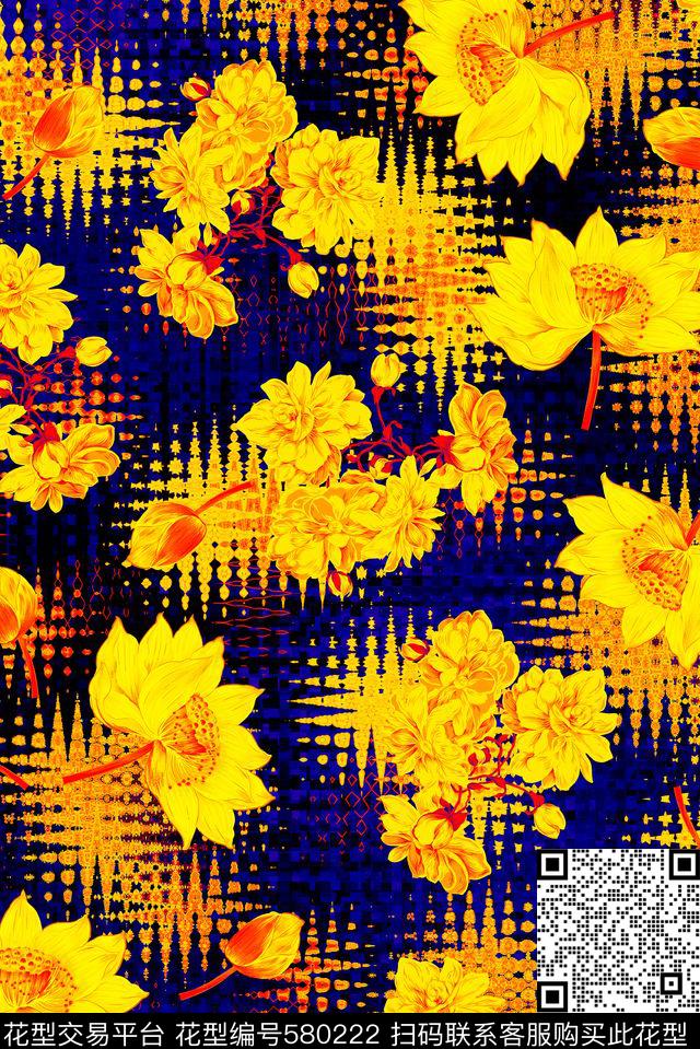 花卉数码印花华亿平台下载（图片编号: 580222） - 瓦栏（Walan）