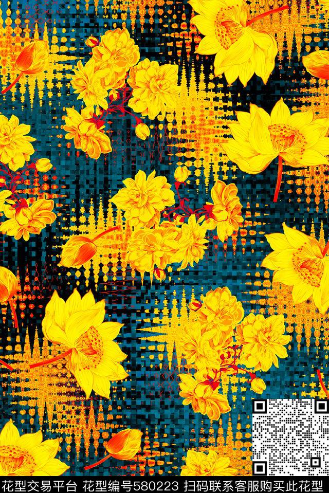 花卉数码印花华亿平台下载（图片编号: 580223） - 瓦栏（Walan）