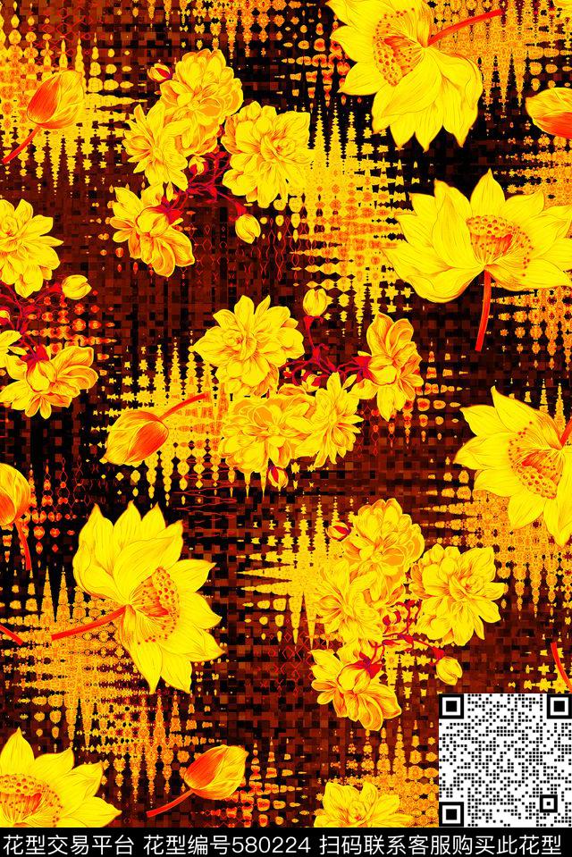 花卉数码印花华亿平台下载（图片编号: 580224） - 瓦栏（Walan）