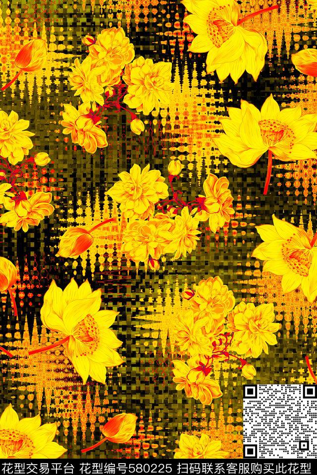 花卉数码印花华亿平台下载（图片编号: 580225） - 瓦栏（Walan）