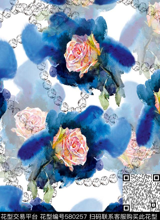 手绘水彩珠宝水彩数码印花华亿平台下载（图片编号: 580257） - 瓦栏（Walan）