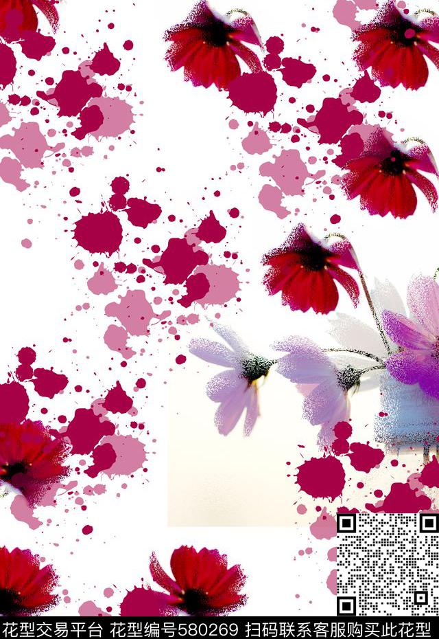 休闲风花卉四方连续数码印花华亿平台下载（图片编号: 580269） - 瓦栏（Walan）