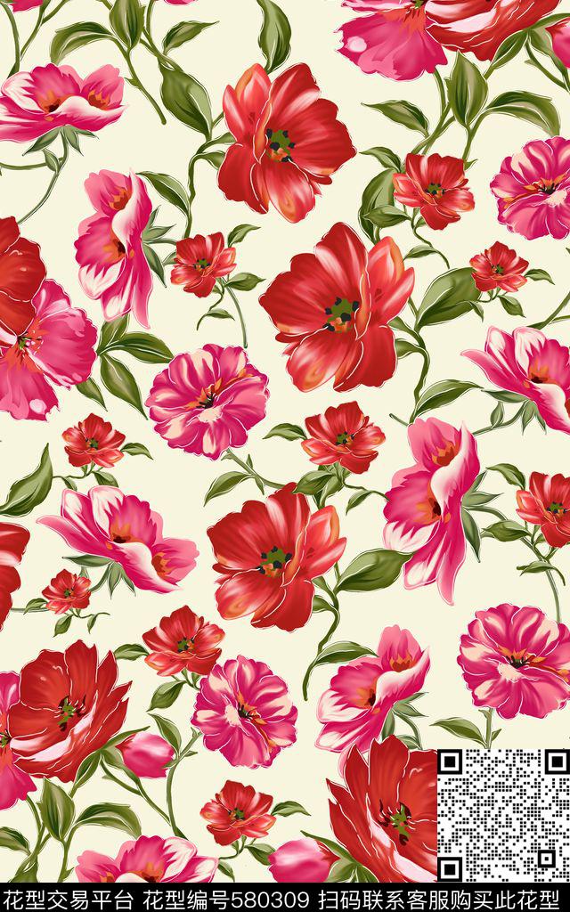 休闲风时尚花朵传统印花华亿平台下载（图片编号: 580309） - 瓦栏（Walan）