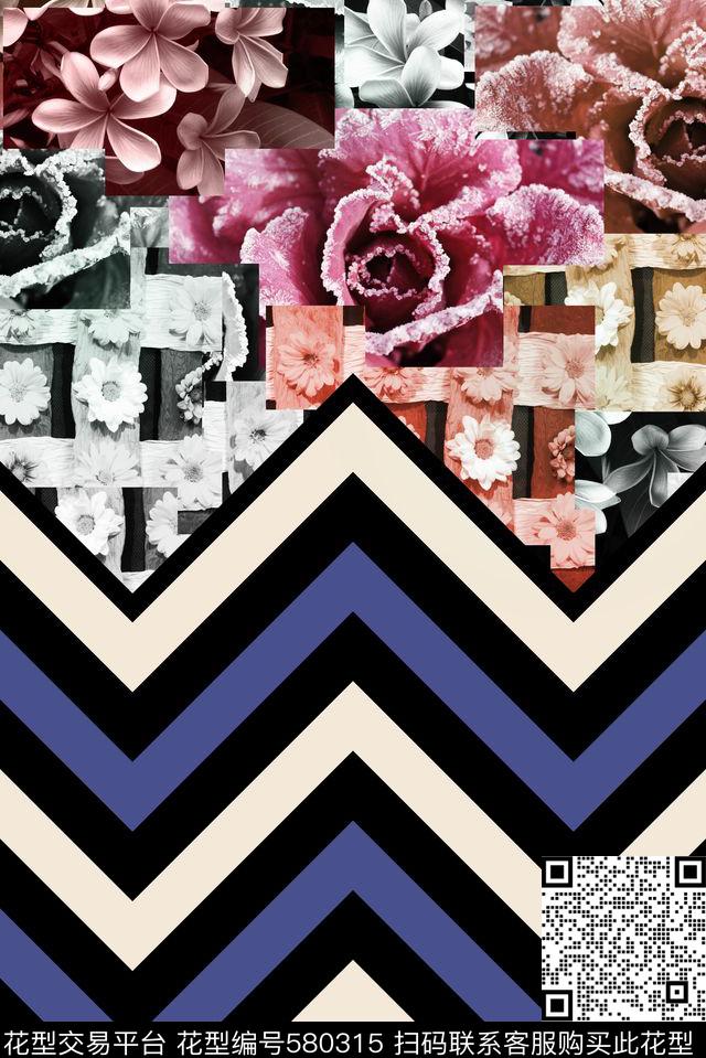 几何、线条、花卉数码印花华亿平台下载（图片编号: 580315） - 瓦栏（Walan）