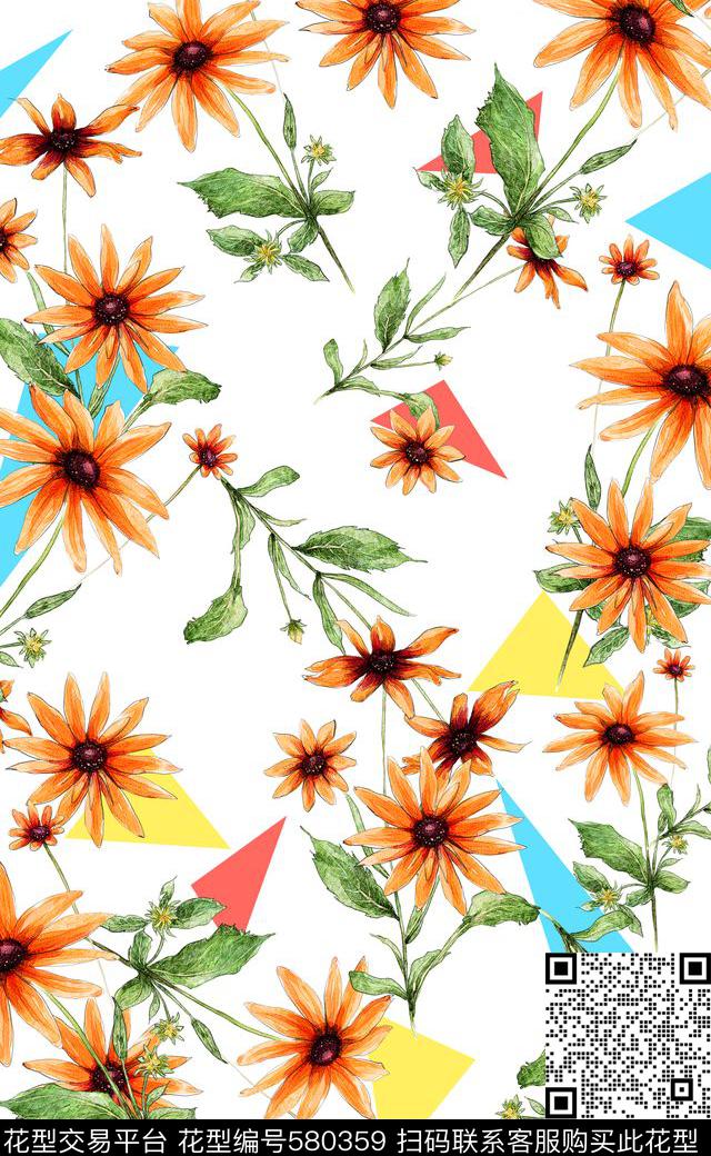 水彩高清花卉女装连衣裙数码印花华亿平台下载（图片编号: 580359） - 瓦栏（Walan）