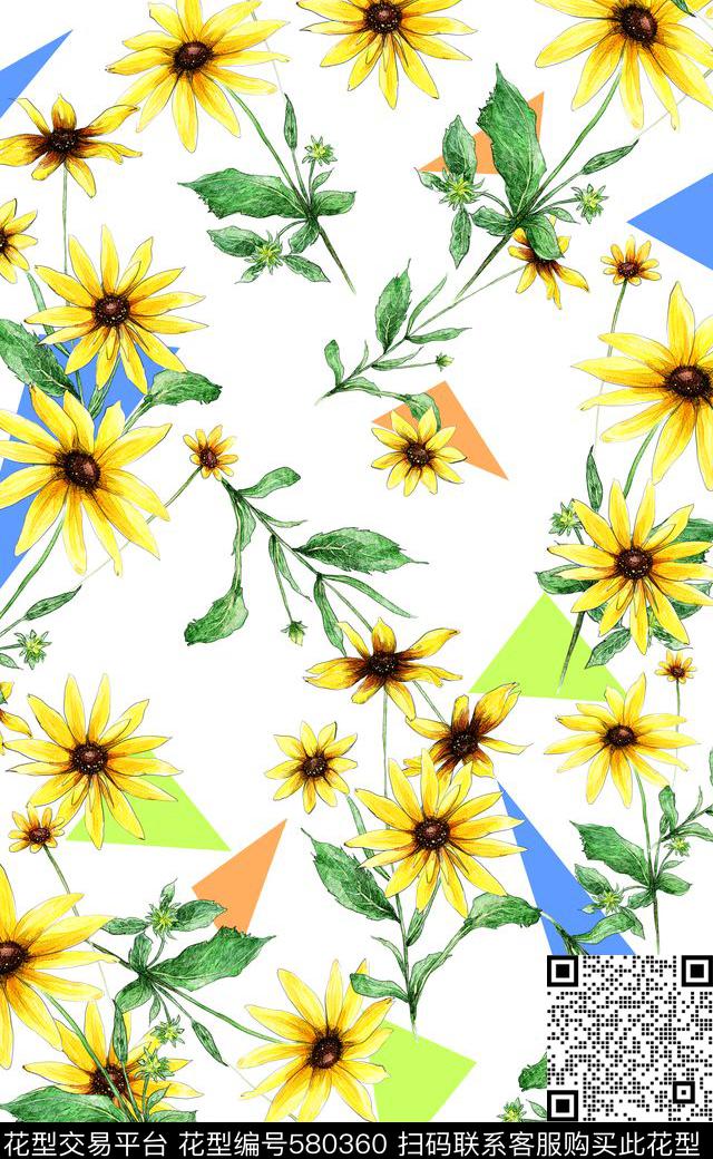 水彩高清花卉女装连衣裙数码印花华亿平台下载（图片编号: 580360） - 瓦栏（Walan）