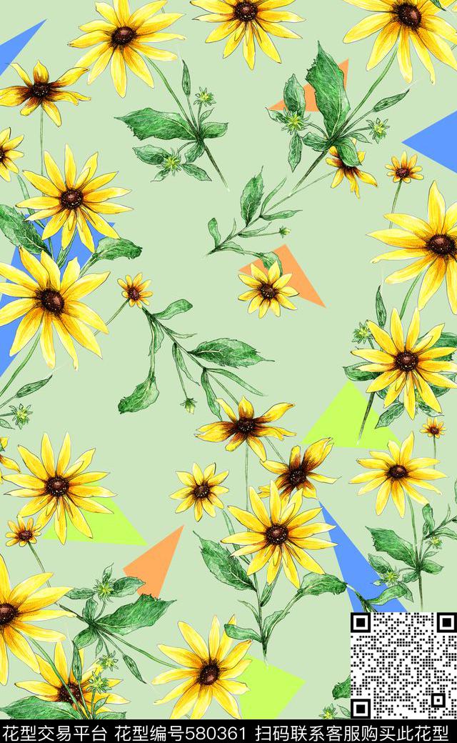 水彩高清花卉女装连衣裙数码印花华亿平台下载（图片编号: 580361） - 瓦栏（Walan）