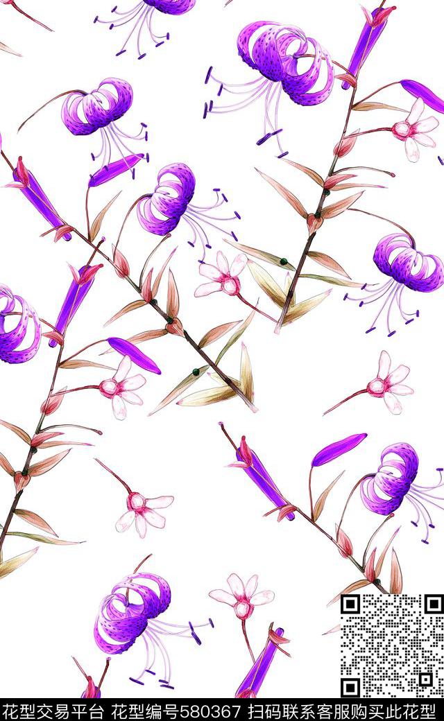 水彩手绘家纺窗帘布数码印花华亿平台下载（图片编号: 580367） - 瓦栏（Walan）