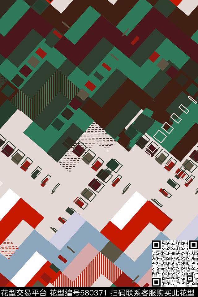 时尚几何格子流行色传统印花华亿平台下载（图片编号: 580371） - 瓦栏（Walan）