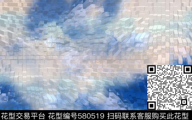 抽象线条几何数码印花华亿平台下载（图片编号: 580519） - 瓦栏（Walan）