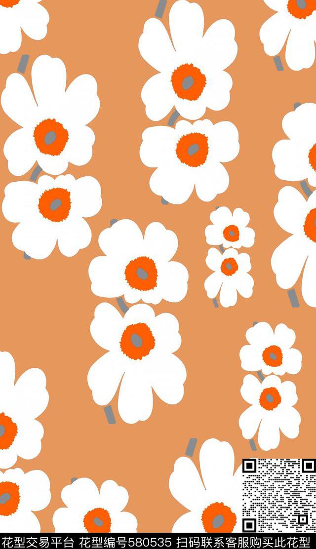风格化花卉花卉意向多色简洁传统印花华亿平台下载（图片编号: 580535） - 瓦栏（Walan）
