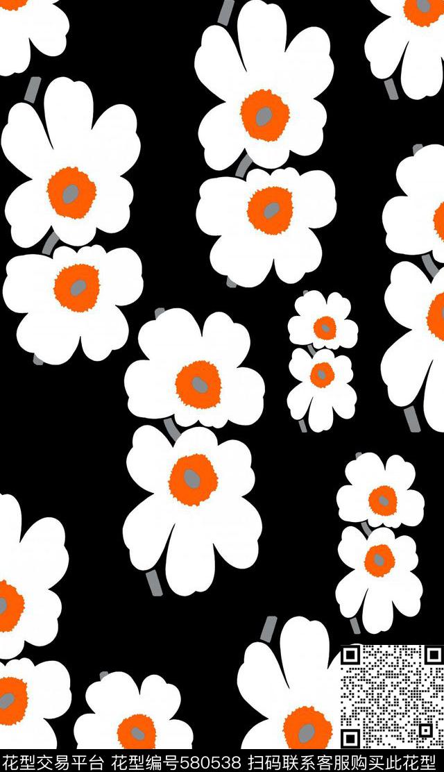 风格化花卉花卉意向多色简洁传统印花华亿平台下载（图片编号: 580538） - 瓦栏（Walan）