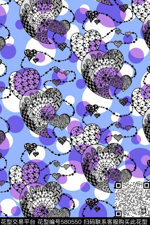几何爱心传统印花华亿平台下载（图片编号: 580550） - 瓦栏（Walan）